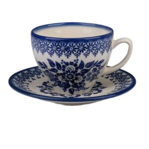Zestaw ceramiczny ręcznie malowany - filiżanka 0,2 Atena + spodek