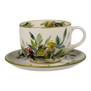 Zestaw ceramiczny ręcznie malowany - kubek 0,6 Jumbo + spodek